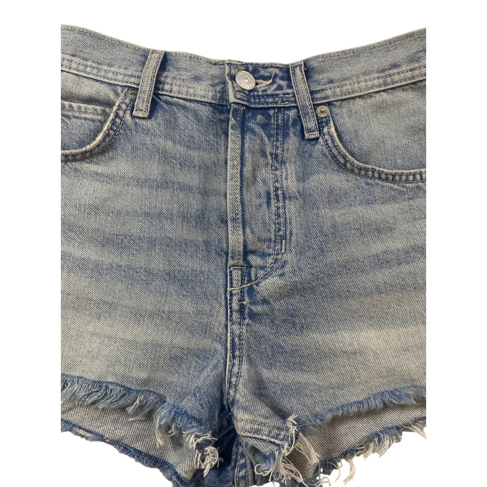 We The Free Free People Light Wash High Rise Raw Hem Denim Cutoff Shorts Size 25